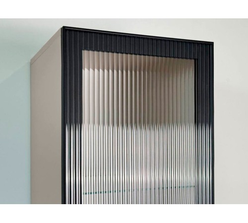 Шкаф 1 дв Рич со стеклом, кашемир/фрапучино матовый/черный