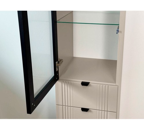 Шкаф 1 дв Рич со стеклом, кашемир/фрапучино матовый/черный