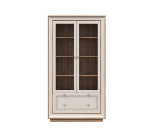Шкаф-витрина 2 дв 2 ящ Прато, вяз швейцарский светлый/газания матовая