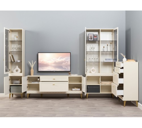 Шкаф-витрина 1 дв Марион 16.397.01, слоновая кость