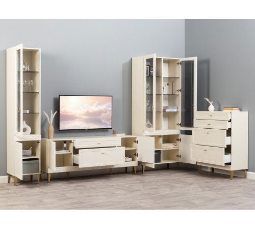 Шкаф-витрина 1 дв Марион 16.397.01, слоновая кость