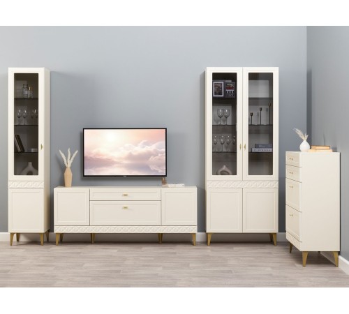 Шкаф-витрина 1 дв Марион 16.397.01, слоновая кость