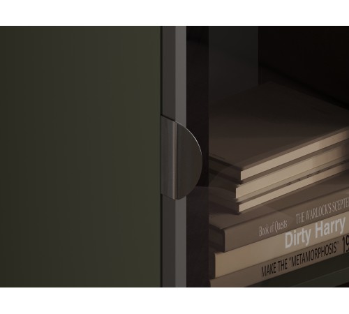 Шкаф-витрина навесной Амели, оливковый базальт