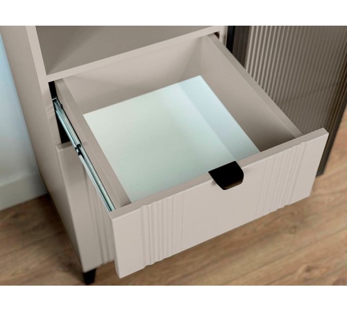 Комод Рич со стеклом, кашемир/фрапучино матовый/черный