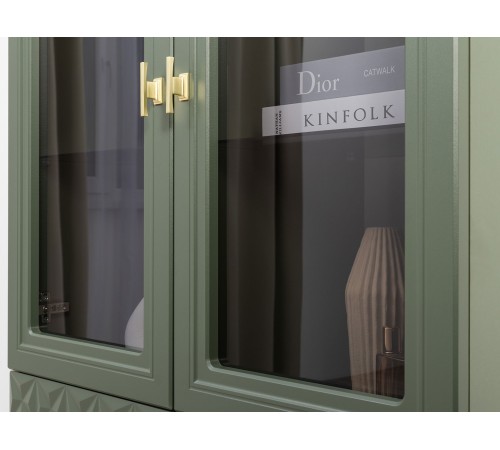 Шкаф-витрина 2 дв Марион 16.397.02, дымчатый зеленый/олива шагрень