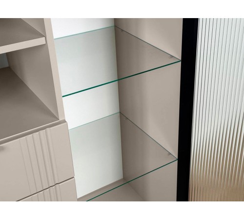 Комод Рич со стеклом, кашемир/фрапучино матовый/черный