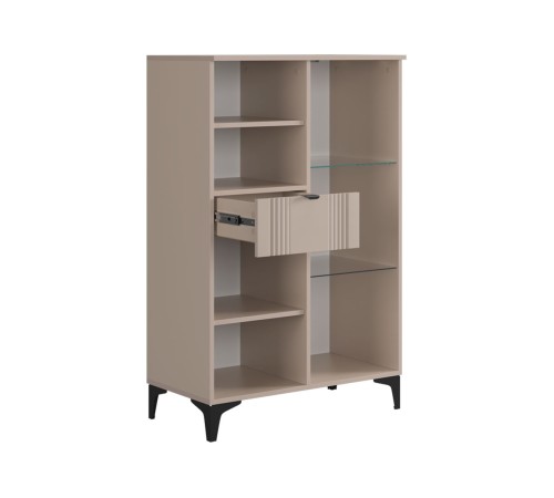 Комод Рич со стеклом, кашемир/фрапучино матовый/черный