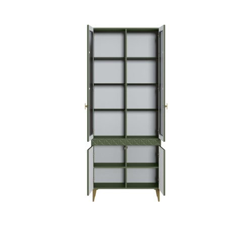 Шкаф-витрина 2 дв Марион 16.397.02, дымчатый зеленый/олива шагрень