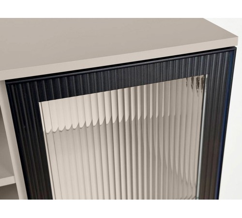 Комод Рич со стеклом, кашемир/фрапучино матовый/черный