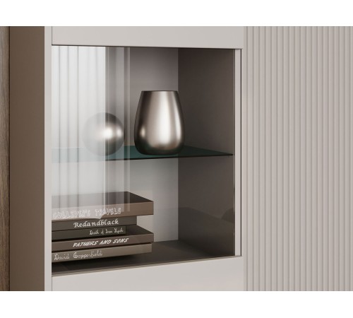 Шкаф со стеклом Свейн, кашемир серый