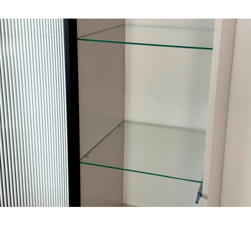 Шкаф 1 дв Рич со стеклом, кашемир/фрапучино матовый/черный