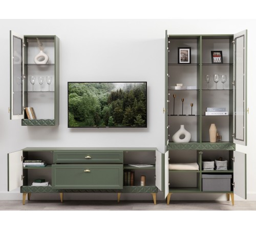 Шкаф навесной Марион 16.334, дымчатый зеленый/олива шагрень