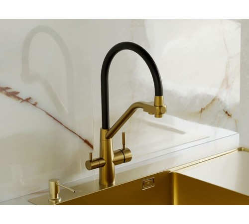 Смеситель кухонный РМС SUS127G-016F-015, золотой