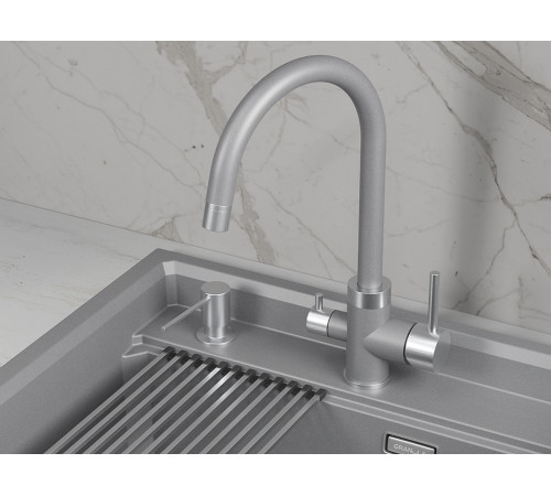 Смеситель кухонный Гранула GR-5169, алюминиум