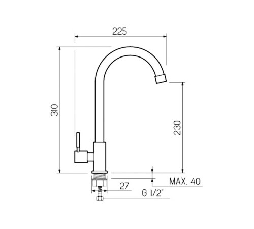 Смеситель кухонный РМС SUS124-269F, нержавеющая сталь