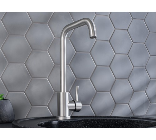 Смеситель кухонный РМС SUS124-017F-1, нержавеющая сталь