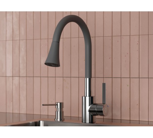 Смеситель кухонный РМС SUS123GY-016F, серый