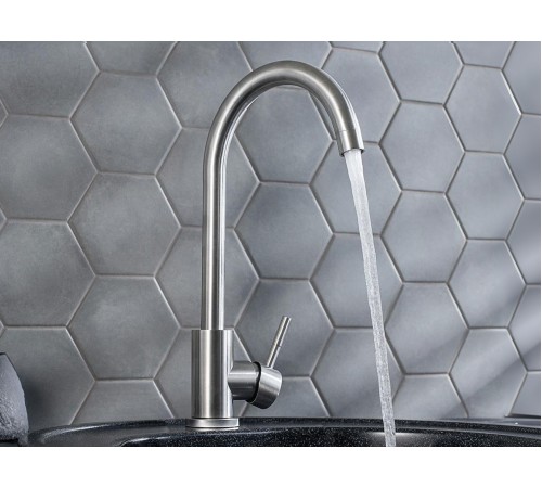 Смеситель кухонный РМС SUS124-017F, нержавеющая сталь