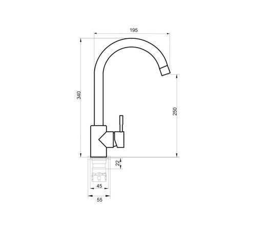 Смеситель кухонный РМС SUS124G-017F, золотой