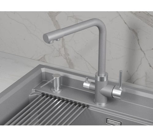 Смеситель кухонный Гранула GR-5015, алюминиум