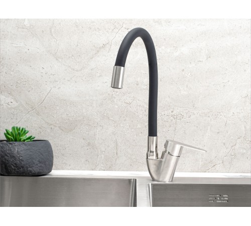 Смеситель кухонный гибкий РМС SUS126BL-016F, черный/металлик Смеситель кухонный гибкий РМС SUS126BL-016F, черный/металлик