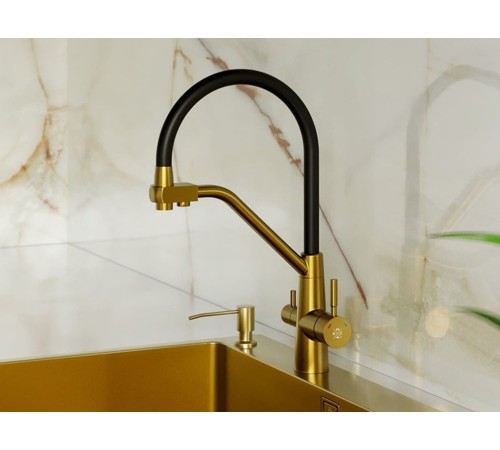 Смеситель кухонный РМС SUS127G-016F-015, золотой