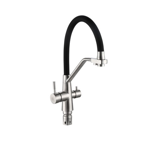 Смеситель кухонный гибкий РМС SUS127BL-016F-015, металлик/черный Смеситель кухонный гибкий РМС SUS127BL-016F-015, металлик/черный