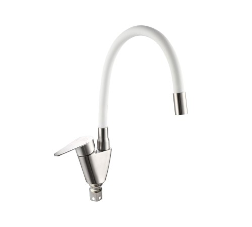 Смеситель кухонный гибкий РМС SUS126W-016F, белый/металлик