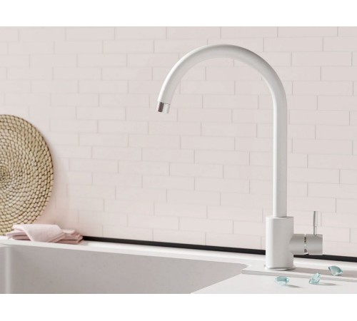 Смеситель Полигран Альтаир, белый хлопок