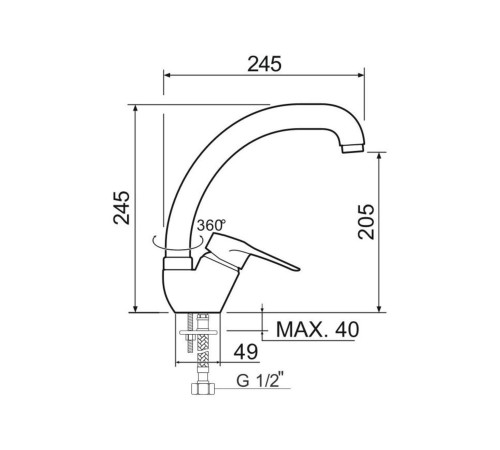 Смеситель кухонный РМС SL55-011F, хром полированный