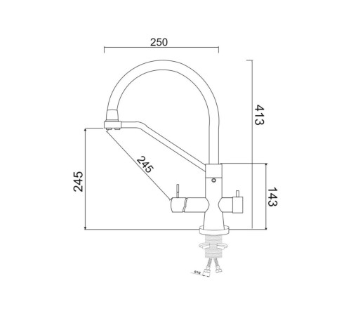 Смеситель кухонный РМС SUS127G-016F-015, золотой