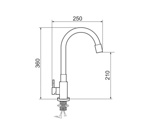 Смеситель кухонный РМС SUS124GY-016F, серый