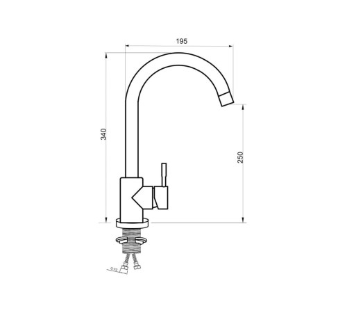 Смеситель кухонный РМС SUS124GY-017F, серый
