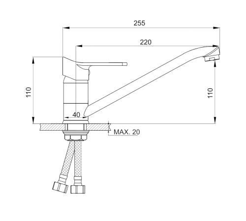 Смеситель кухонный РМС SL137-004F-25, хром полированный