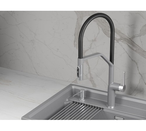 Смеситель кухонный Гранула GR-9012, алюминиум