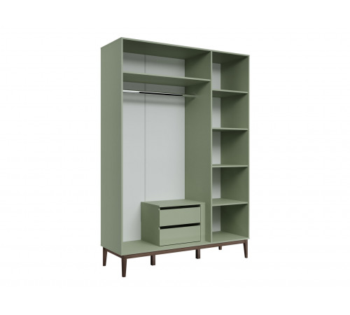 Спальный гарнитур Эвора 3, зеленый самшит/орех/какао велюр