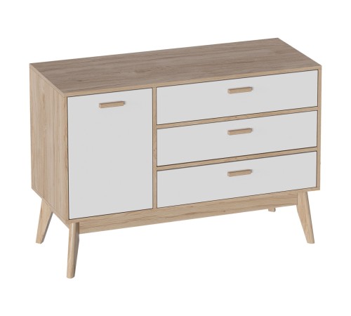 Спальный гарнитур Калгари 2, дуб светлый натуральный/белый матовый