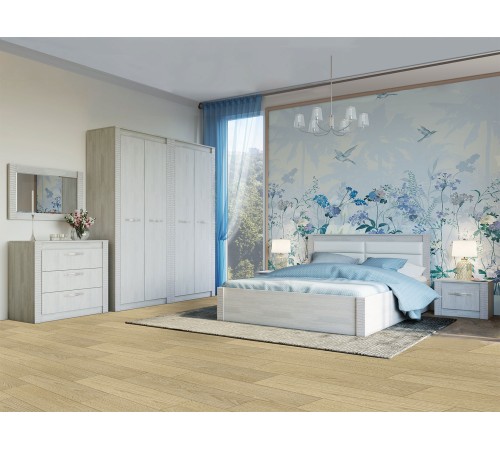 Спальный гарнитур Далия 4, белый ясень/белый, экокожа