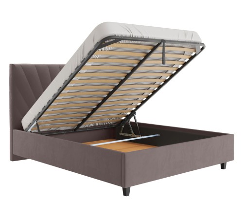 Спальный гарнитур Эвора 3, льняной/персидский жемчуг/какао велюр