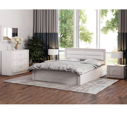 Спальный гарнитур Далия 5, белый ясень/белый, экокожа