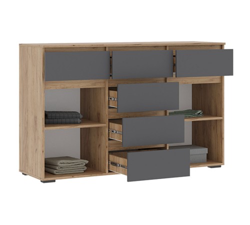 Спальный гарнитур Хелен 2, дуб крафт золотой/графит серый