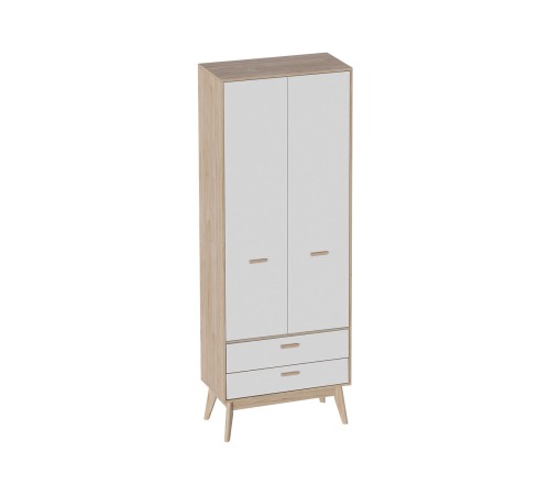 Спальный гарнитур Калгари 2, дуб светлый натуральный/белый матовый