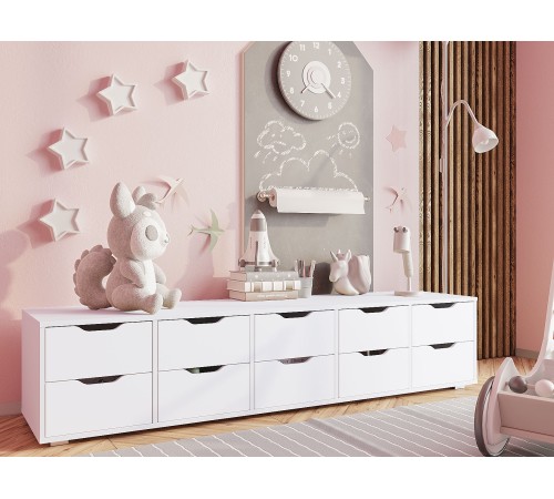 Стеллаж Юнит малый с ящиками, белый