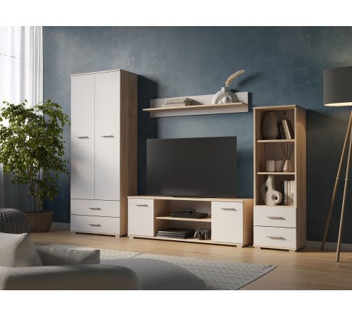 Стеллаж Рио СТ-1.130, дуб сонома/белый