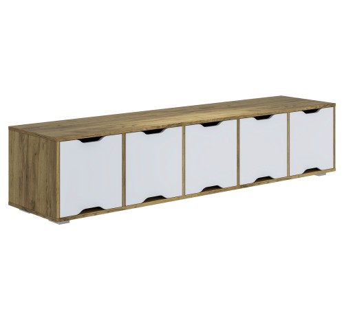 Стеллаж Юнит малый с дверцами, дуб крафт/белый