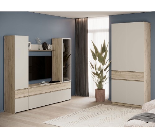 Гостиная Бостон, дуб крафт серый/кашемир