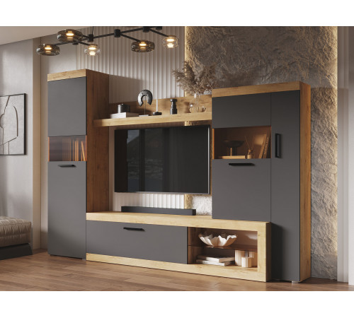 Гостиная Бастон, дуб вотан/графит (набор)