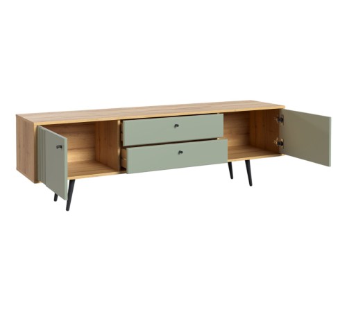 Гостиная Вега Саксония 7, дуб крафт золотой/серо-зеленый