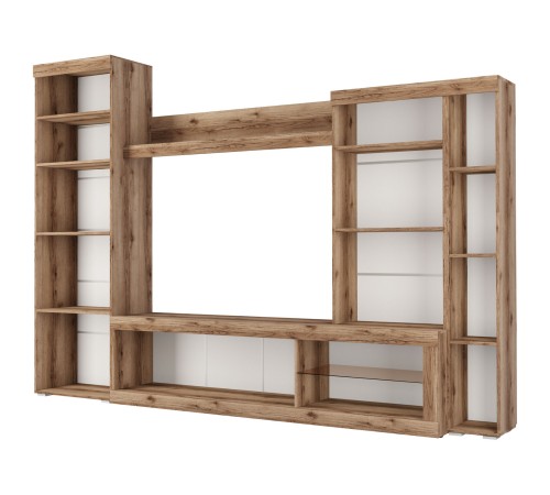 Гостиная Бастон 2, дуб делано/черный глянец