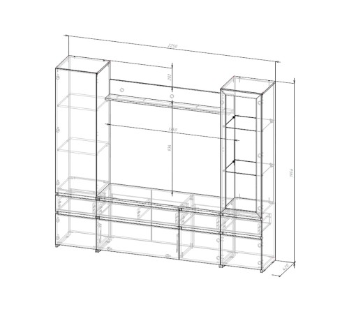 Гостиная Бостон, дуб крафт серый/кашемир